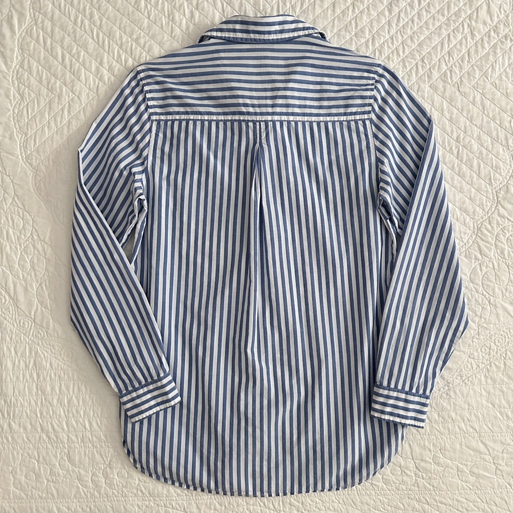 Old Navy Blue White Striped Tunic Shirt Button Down Blouse Women’s Small - Picture 5 of 10